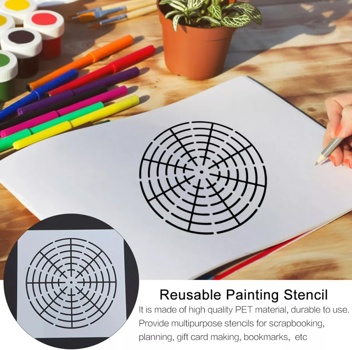 AIMALL 30 PCS Mandala Stone Painting Kit, Creative DIY Hand-Painted Mandala Stencil Set with 16/12/8/4-Segment Templates, Includes 6X6 & 8X8 Sizes image number 2