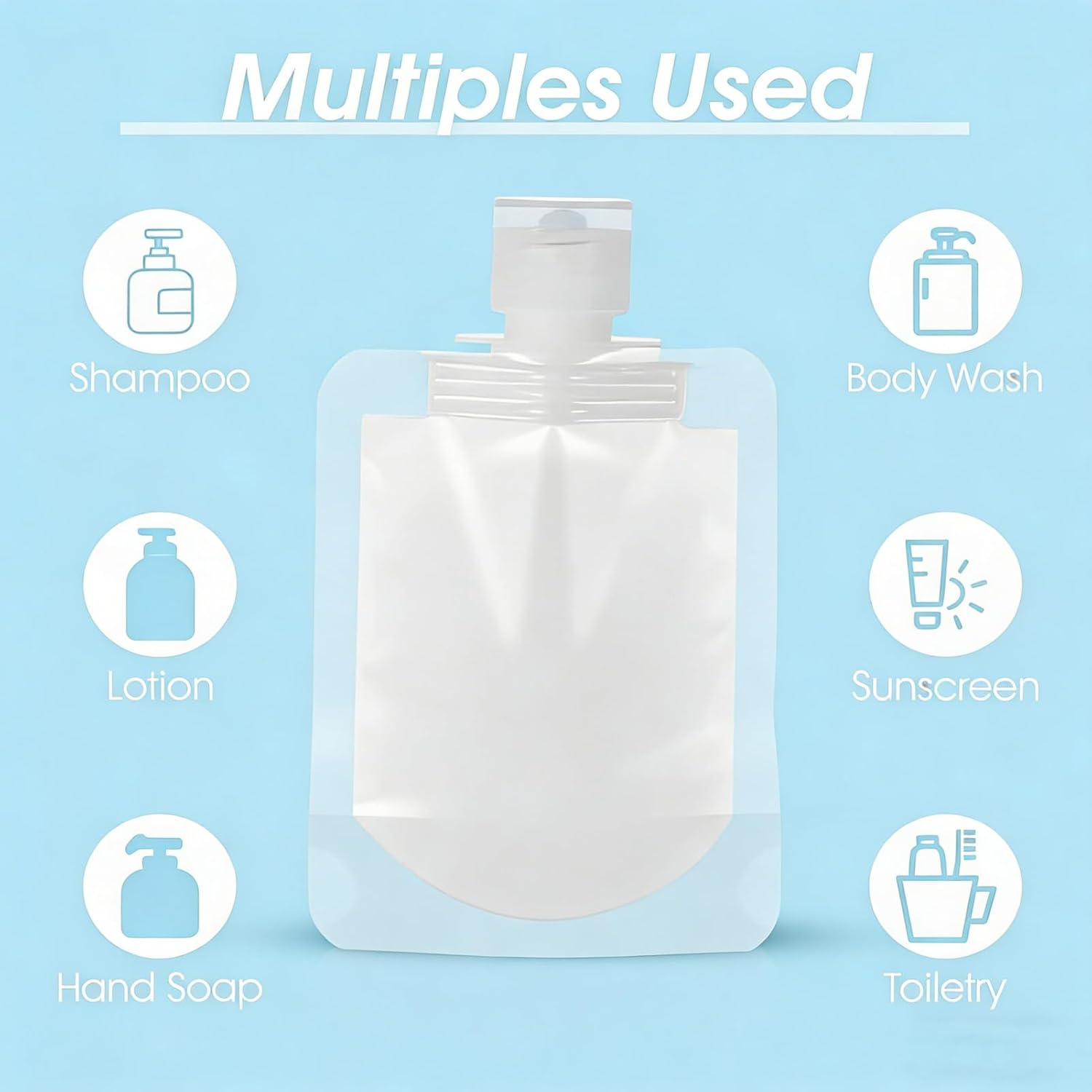 Travel Pouch for Toiletries,12 PCS Refillable Travel Toiletries Pouches,Clear Leakproof Toiletry Bags with Write-On Labels, Portable Travel Bottles for Liquids Makeup,Shampoo,Conditioner,Lotion(100Ml) image number 6