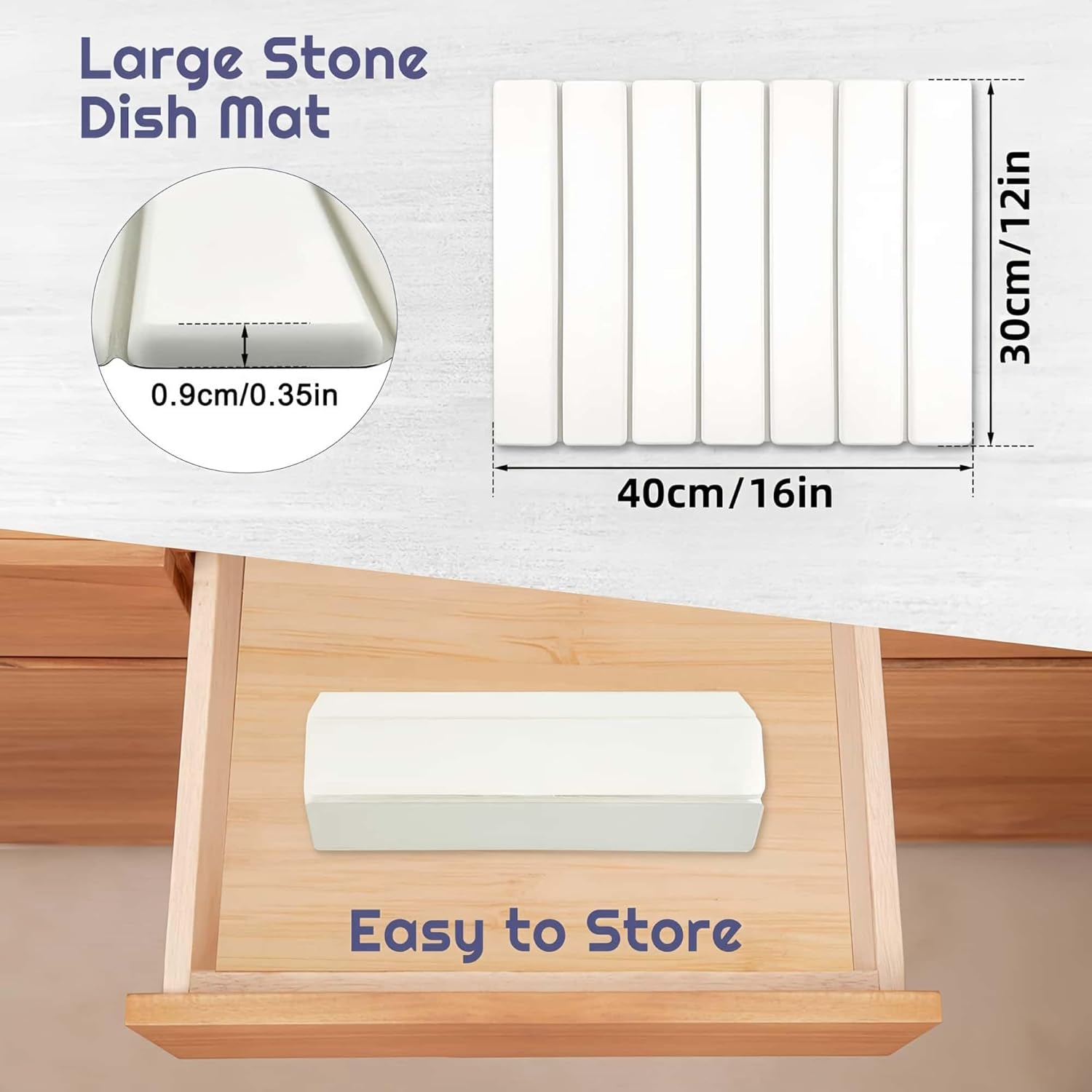 ARREBOL Stone Dish Drying Mats for Kitchen Counter & Sink, 16X12In Quick Dry Collapsible Absorbent Diatomaceous Earth Dish Drying Mat image number 1