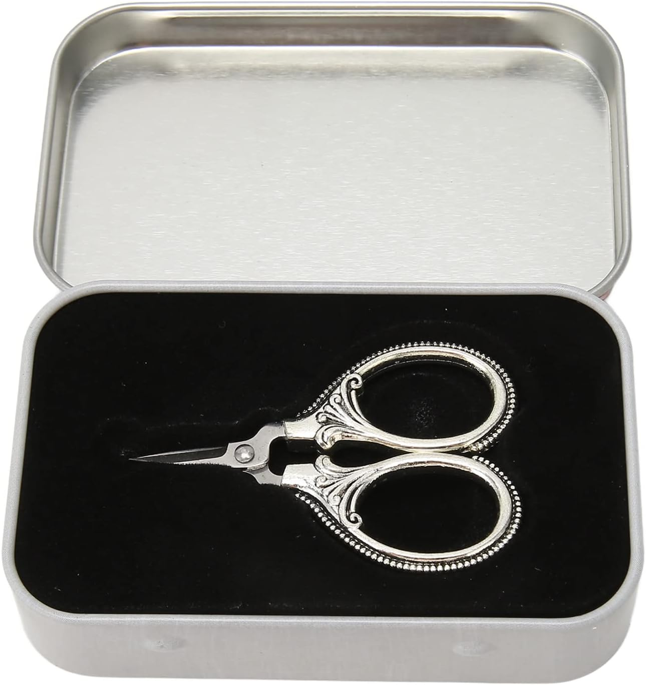 Embroidery Scissors, 1.7 X 2.4In Mini Scissors Stainless Steel Sewing Crafting Scissors with Iron Box Vintage Embroidery Shears Small Sewing Scissors for Handicraft DIY, Artwork image number 1