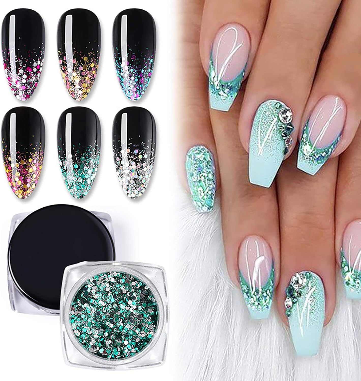 5 Boxes Rose Gold Iridescent Flakes Nail Art Giltter Sequins Nail Body and Hair Decoration image number 4