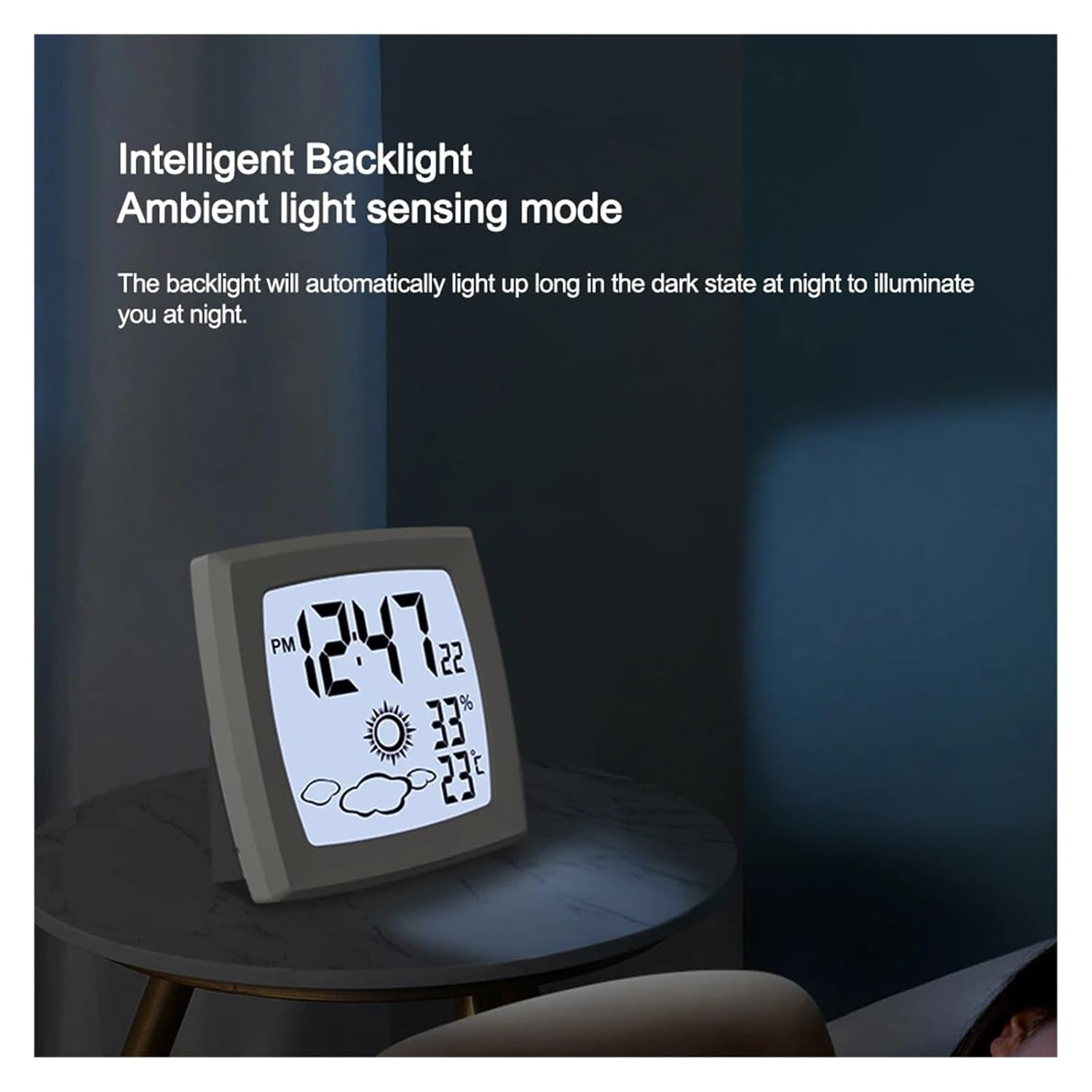 LCD Electronic Digital Thermometer Hygrometer Temperature Humidity Meter Clock Indoor Weather Monitor image number 4