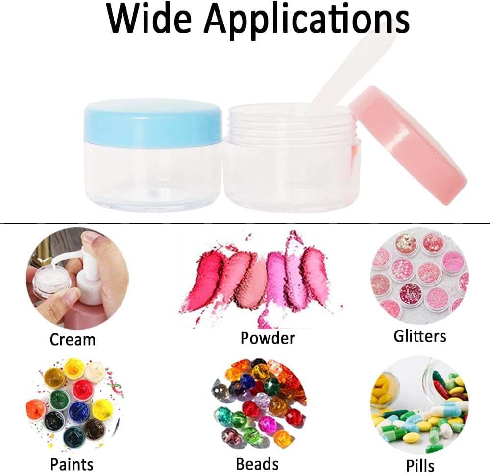 Wopanxye 12 Pack 15Ml Empty Sample Jar, 15 Gram Refillable Cosmetic Container, 15G Small Travel Size Pot Screw Cap Lid for Makeup Eyeshadow Cream Bath Lotions Lip Gloss Balms (Black/White/Pink/Blue) image number 1