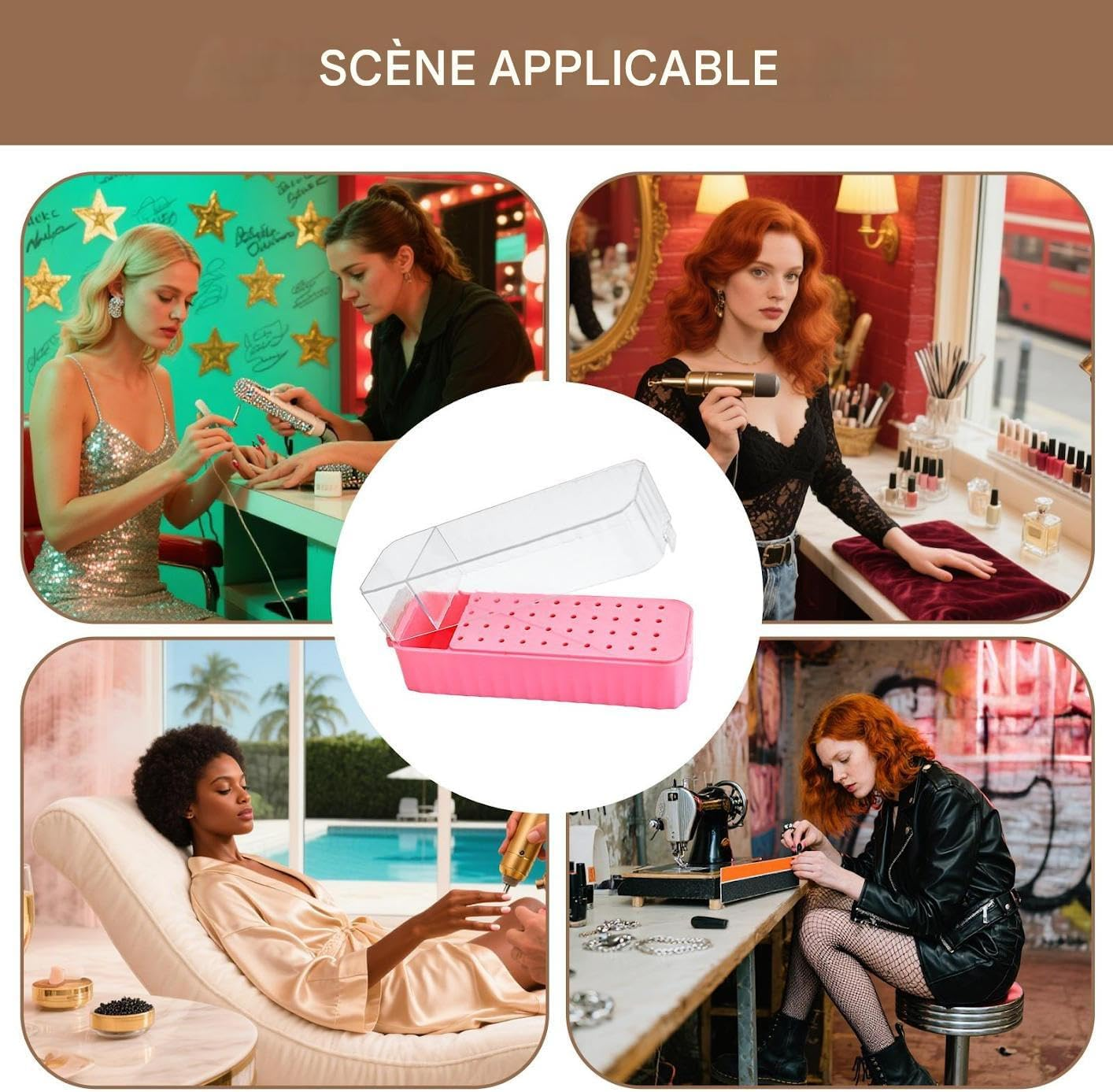 Nail Milling Cutter Case | 40 Holes Manicure Cutter Organizer | Dustproof Transparent Case with Lid for Cuticle Care and Manicure Pedicure at Home image number 6