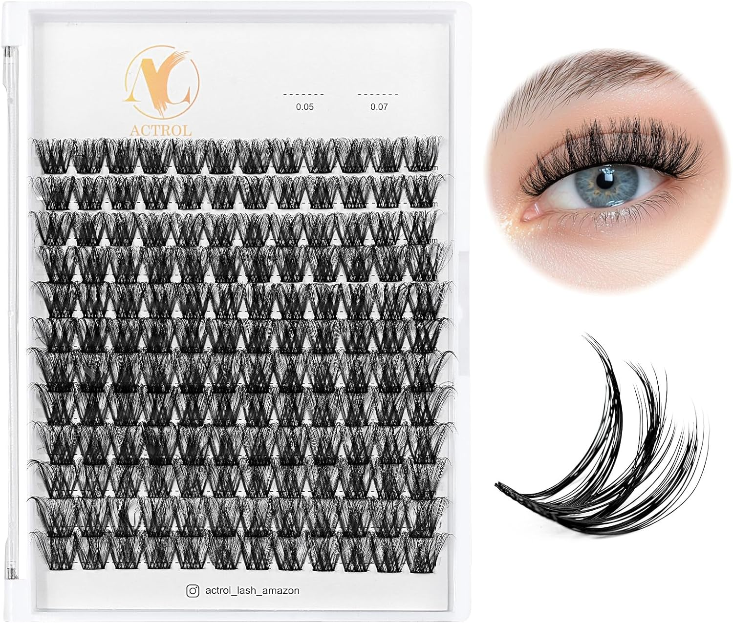 ACTROL Individual Eyelash Lashes Clusters ACT-A 0.07 14-20Mm Mix D Curl - Natural & Bold Volume Lashes, Reusable DIY Lash Extensions for Customized Looks - Hypoallergenic & Cruelty-Free image number 3
