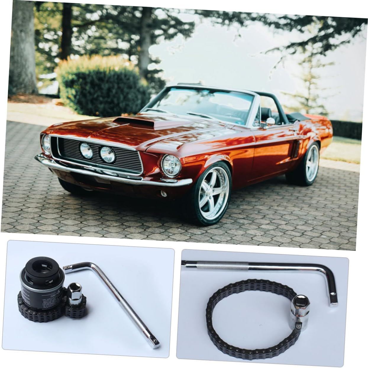 ELAYARD Removal Tool Chain Wrench Auto Repair Tool for Oil Strainer Double-Chain Drum Wrench for Suv Vehicles image number 2