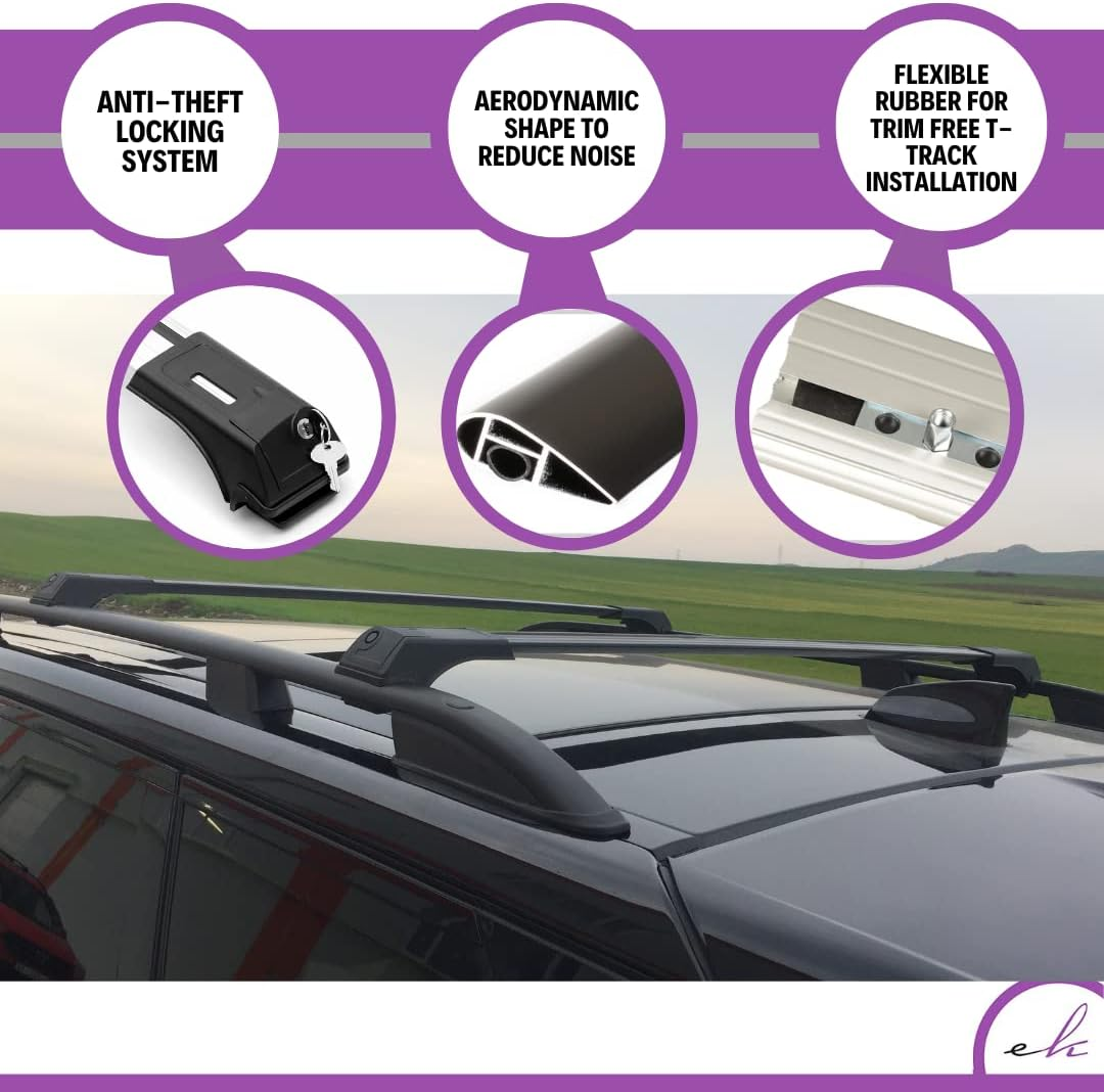 Skybar V1 Roof Racks for Volkswagen Golf Alltrack with Raised Rail (2015 to 2020) Black/Silver (Silver) | SUV Roof Racks, Easy Installation, Vehicle Specific Fit, 5 Year Warranty image number 1