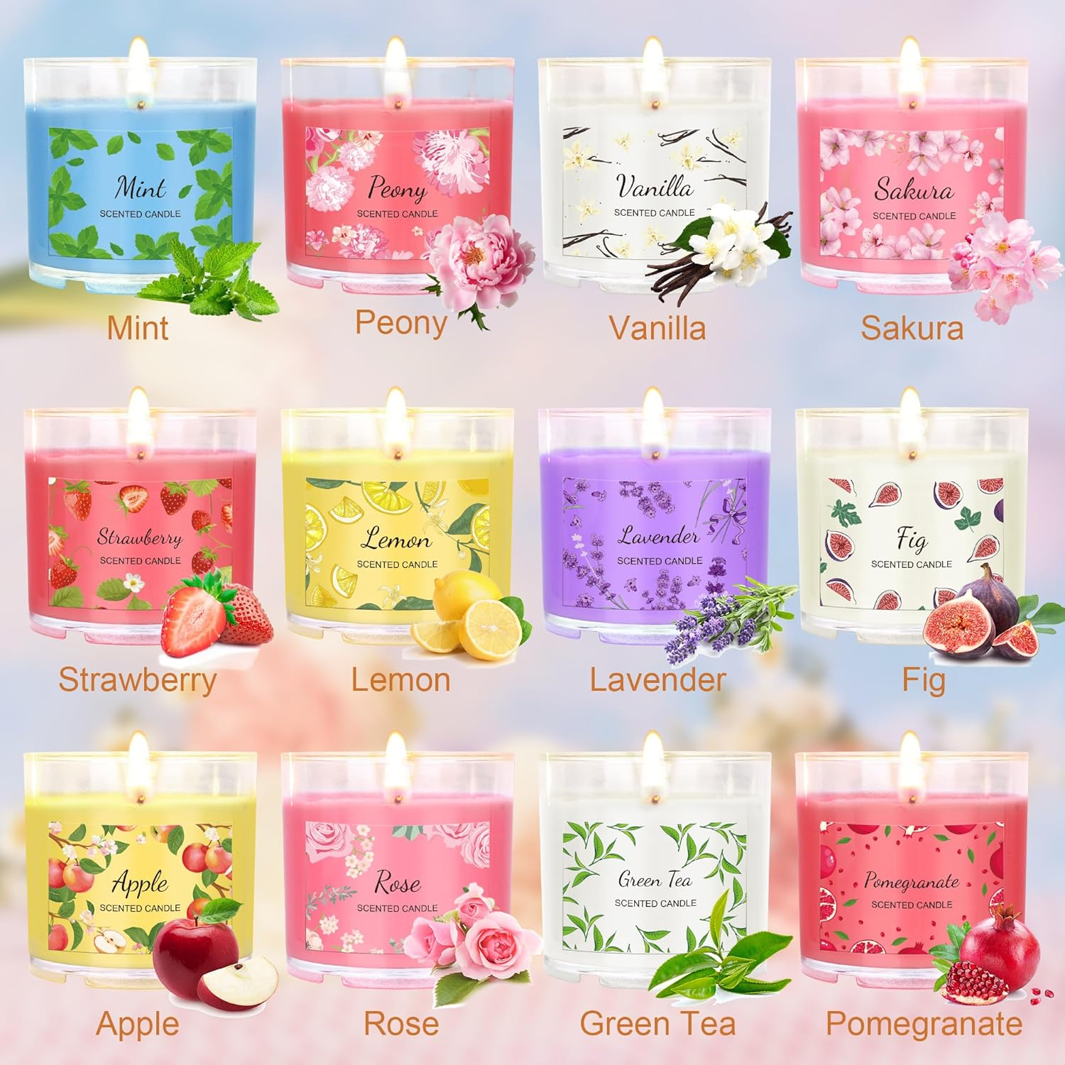 Scented Candles for Home, 12 Pack Candle Set for Women, Small Soy Candles Bulk, Mothers Day Gifts from Daughter - Mini Candle Gift Set for Bridesmaid Anniversary Birthday Valentines Christmas image number 1