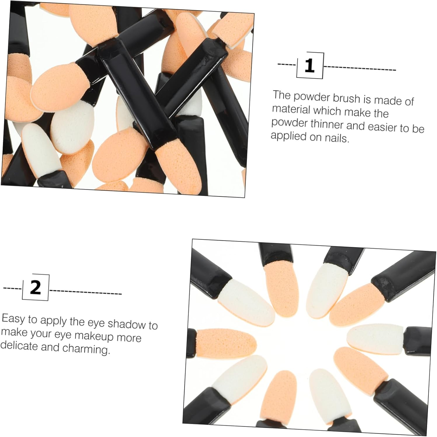 NULYLU 50Pcs Makeup Brushes Sponge Stick for Nail Art Manicure Eyeshadow for Diy Beauty Supplies image number 4