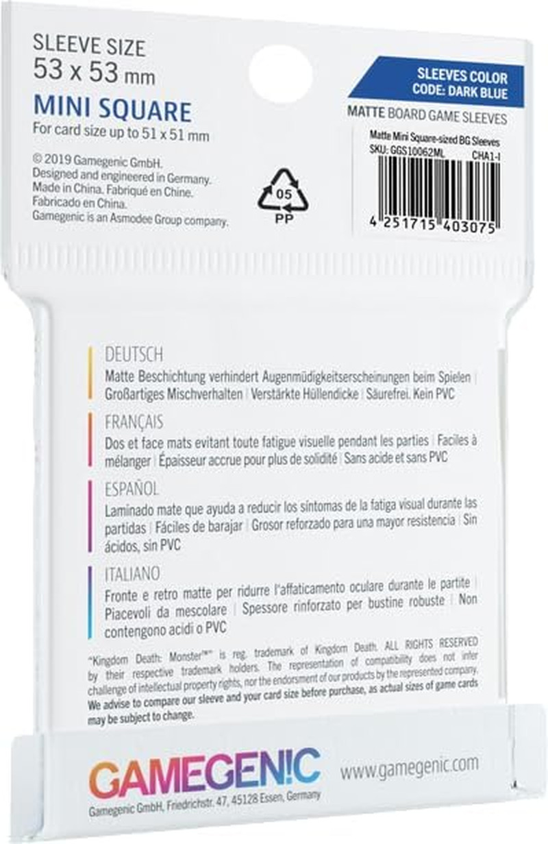 Gamegenic Mini Square Matte Board Game Sleeves (16 Pieces)