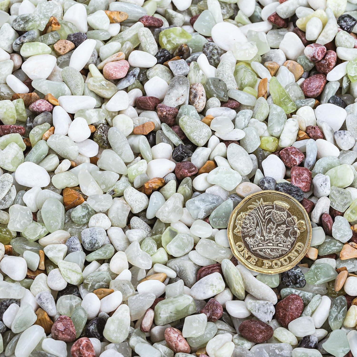 ZENFUN 6 LB Small Jade Pebble, 3/8 Inchdecorative Polished Stones, Mixed Color Rock Gravel for Plant, Aquarium