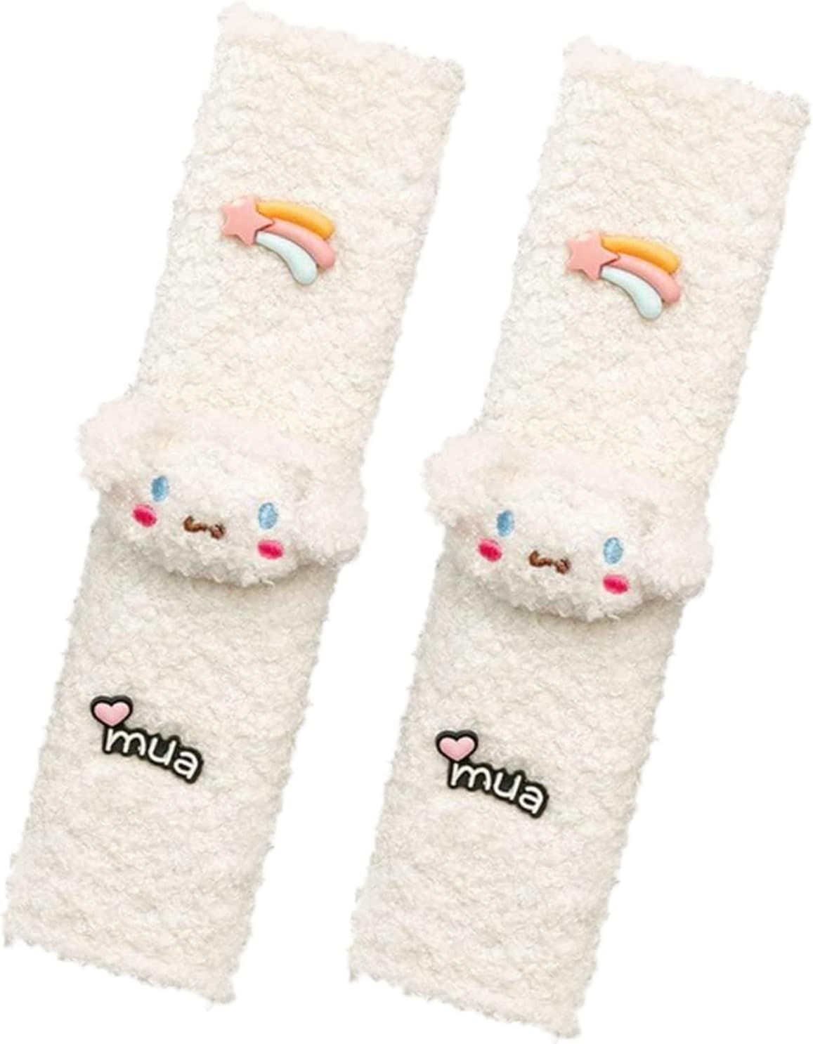 Kawaii Car Seat Belt Strap Cover, Cute 2 Pieces Set Anime Seat Strap Neck Protector Car Decorations for Women(White Dog), MG-AT002