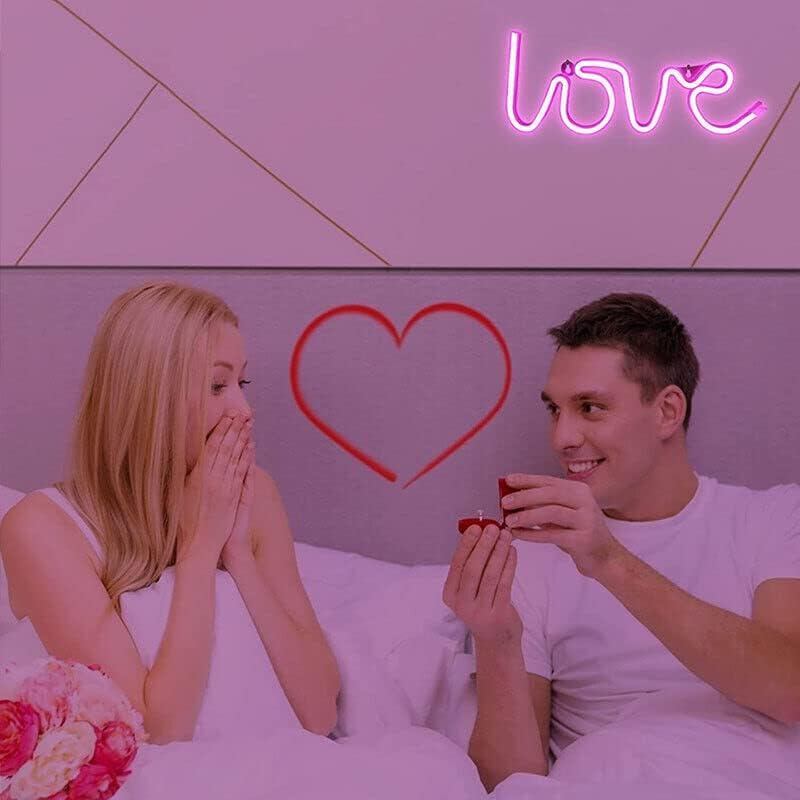 LED Neon Sign Lamp Usb/Battery Power Home Wedding Decor Love Rainbow Night Light - Pink image number 5