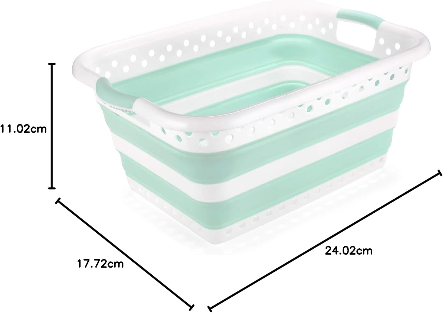 Addis 517934 Foldable Rectangular Laundry Basket, White & Aqua Haze, 45 Litre image number 6