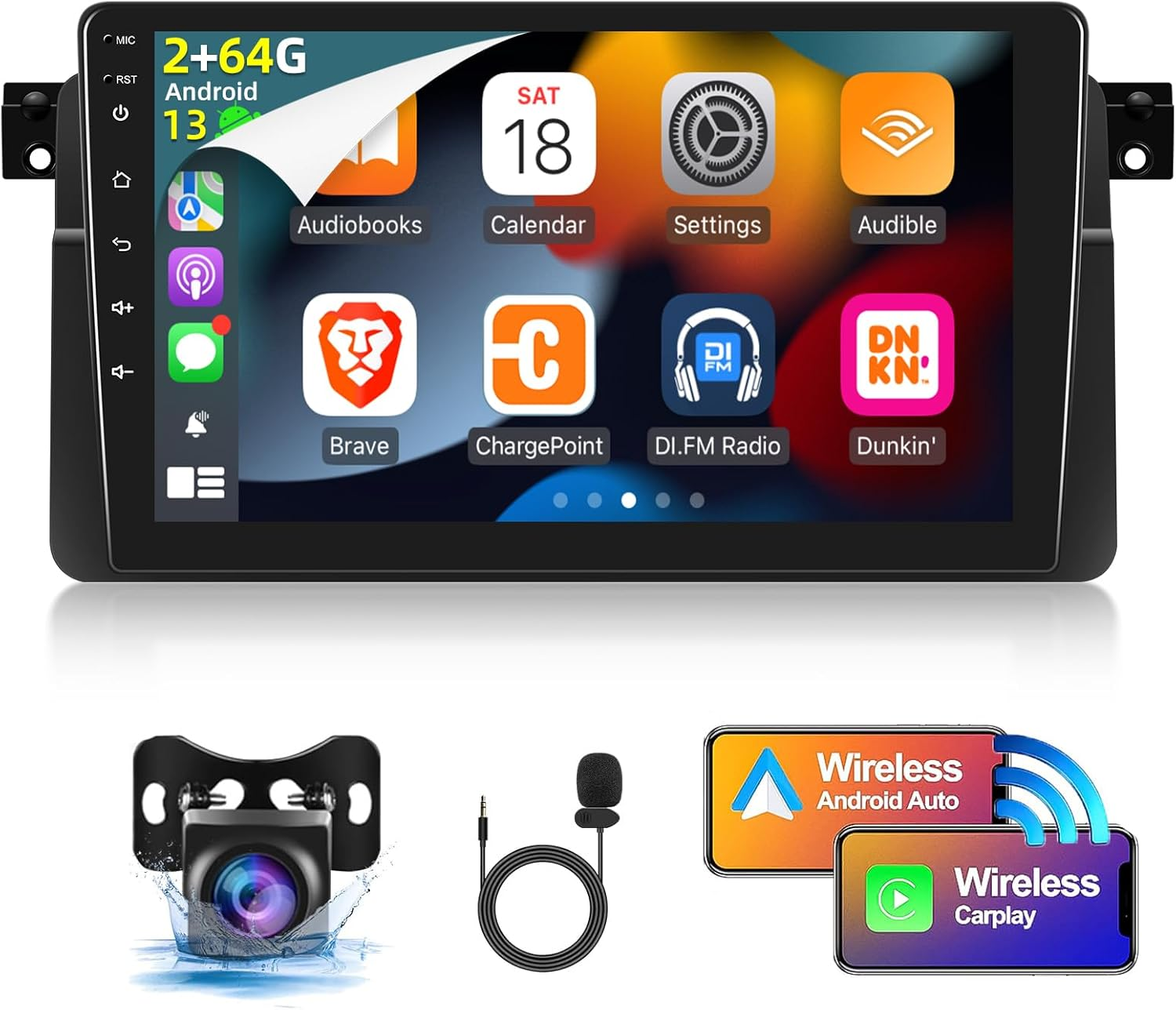 [2G+64G] Car Radio for BMW 3 Series E46 1999-2005, Android 13 Touch Screen Car Play Stereo, Carplay/Android Auto/Eq Audio/Swc/Bluetooth image number 5