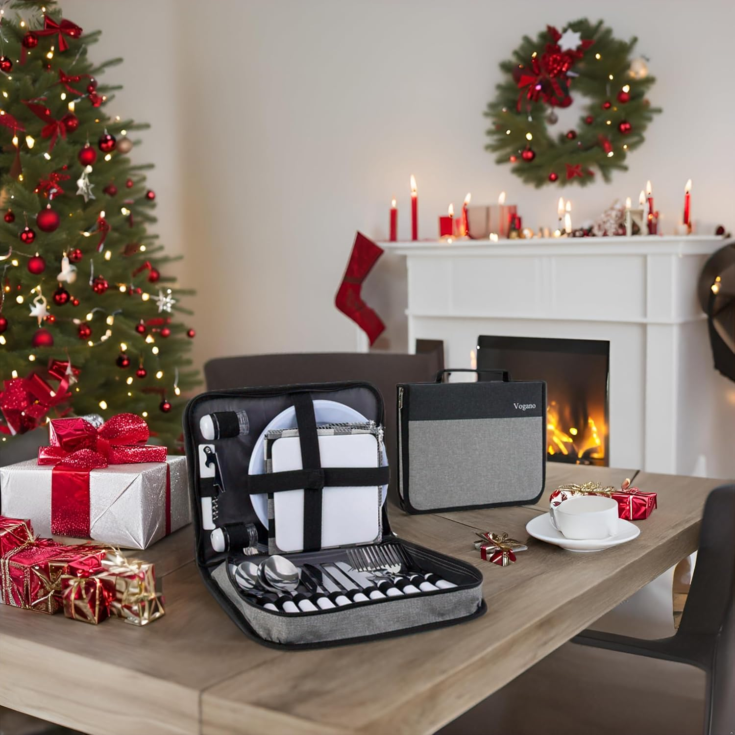 Picnic Backpack Accessories for 4 - Includes 26 Pcs, Portable Travel Utensils with Case, Reusable Camping Cutlery Plates, Stainless Steel of Spoons and Forks, for Hiking, Camp, image number 4