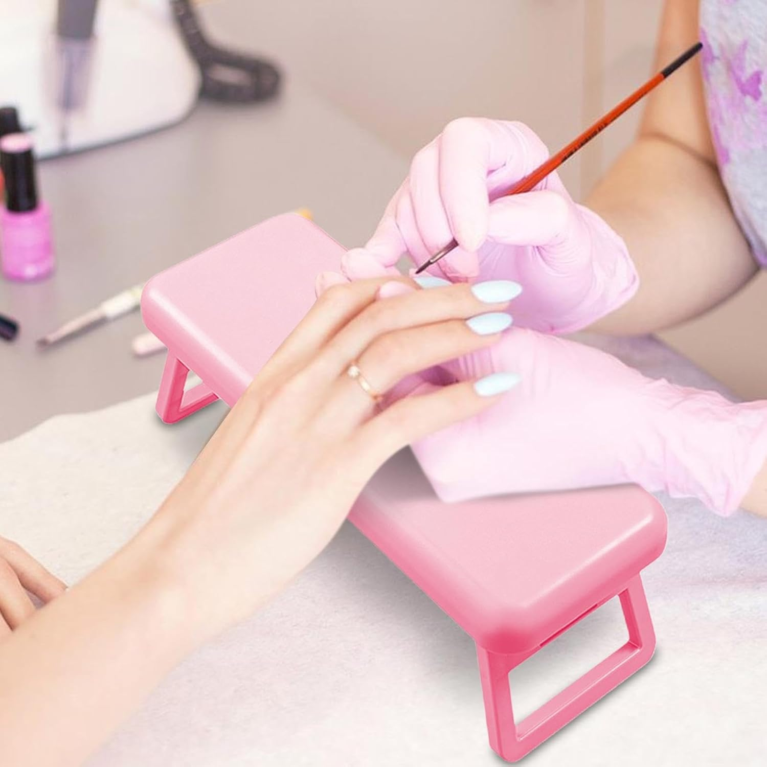 Manicure Hand Rest | Comfortable Nail Arm Rest, Manicure Hand Pillow Stable,Foldable Hand Holder for Nails Tech, Portable Nail Armrest, at Home, Professional Nail Salon, Out for Services - Gray image number 5