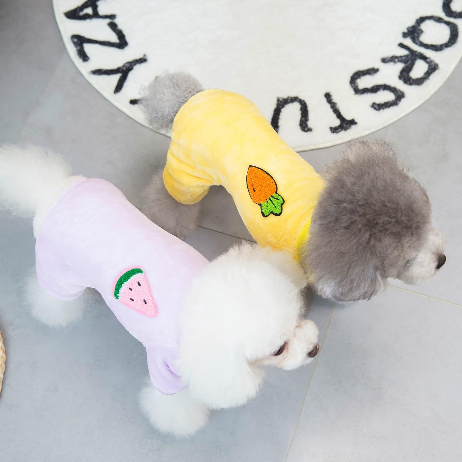 Izefia Dog Sweater Dog Clothes Fleece Dog Woolen Sweater Winter Warm Sweat Shirt 4 Legs Jumpsuit Pajamas Fruit Simple Sweater for Small Dog Medium Dog Cat Purple XXL image number 3