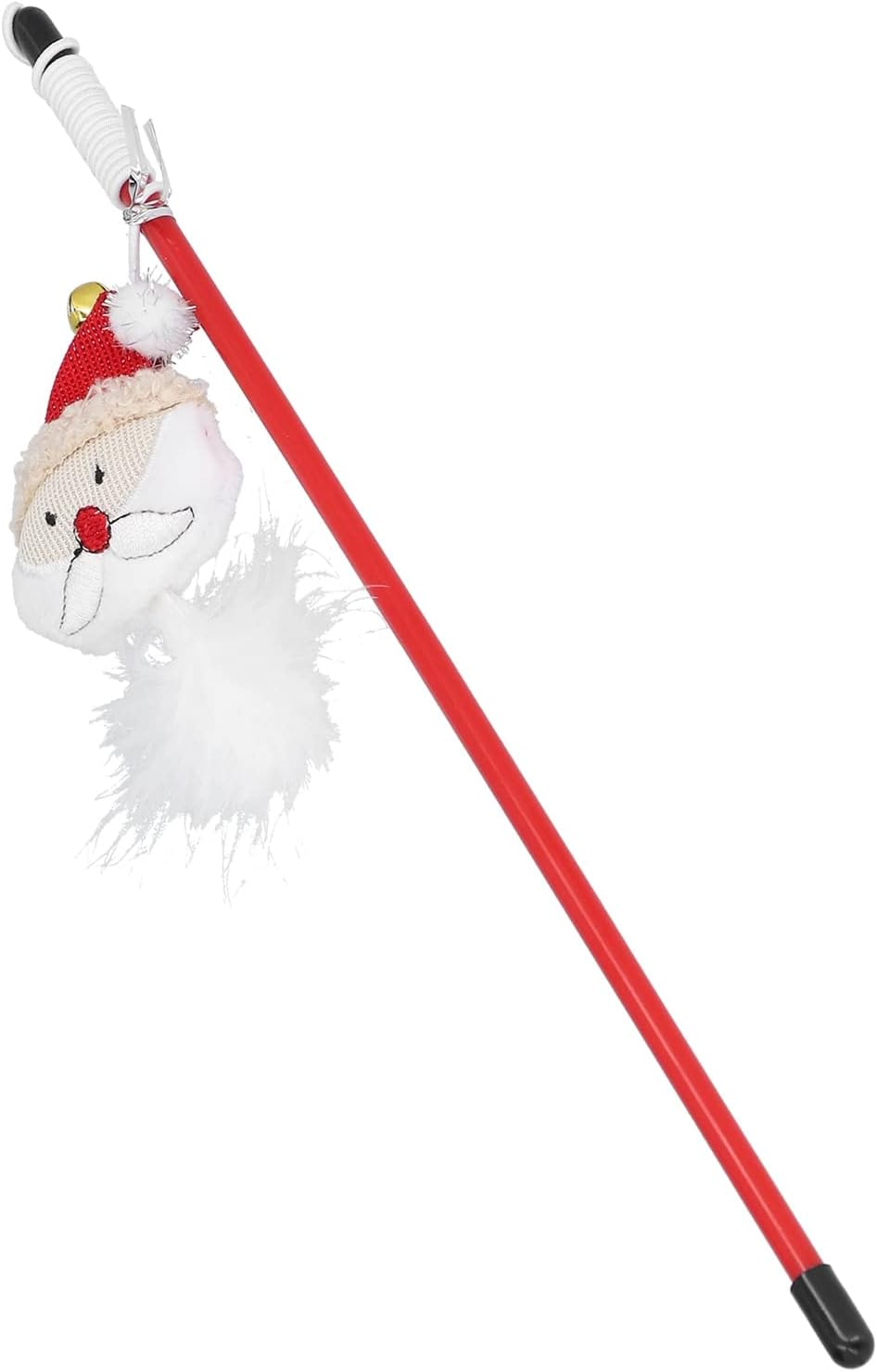 Aoaoy Cat Toy Interactive Stick Cat Wand Toy Interactive Stick 12In Long Safe Santa Claus Design with Plush Ball for Play Jumping Exercise