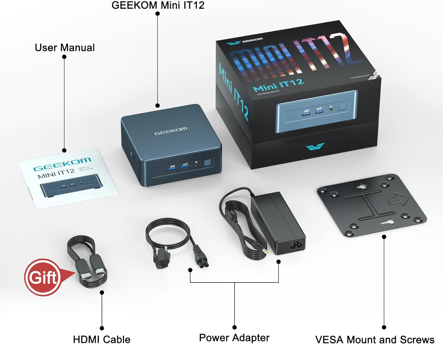 GEEKOM IT12 Mini Pc,12Th Gen Intel Core I7-12650H (Up to 4.70 Ghz) 32G DDR4 RAM 1TB SSD Mini Desktop Computers,Support Dual Hdmi+Dual USB4.0 Display Output/Wifi 6E/Bt5.2/Windows 11 Pro/2.5G LAN image number 5