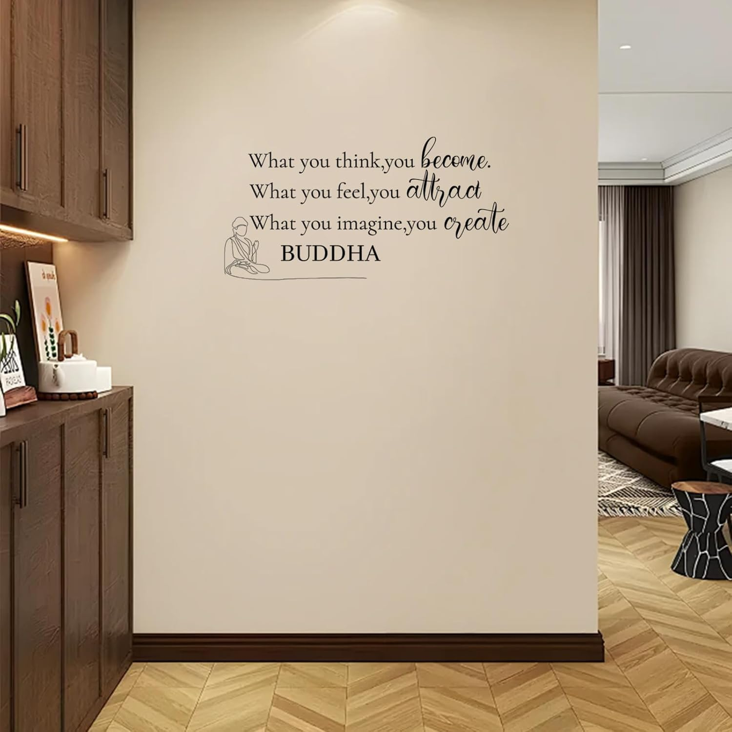 Sgphrzlt What You Think You Become Wall Decal, Inspirational Motivational Words Quotes Saying Wall Decor Stickers Peel and Stick, Removable Vinyl Art for Office Hallway Classroom Living Room