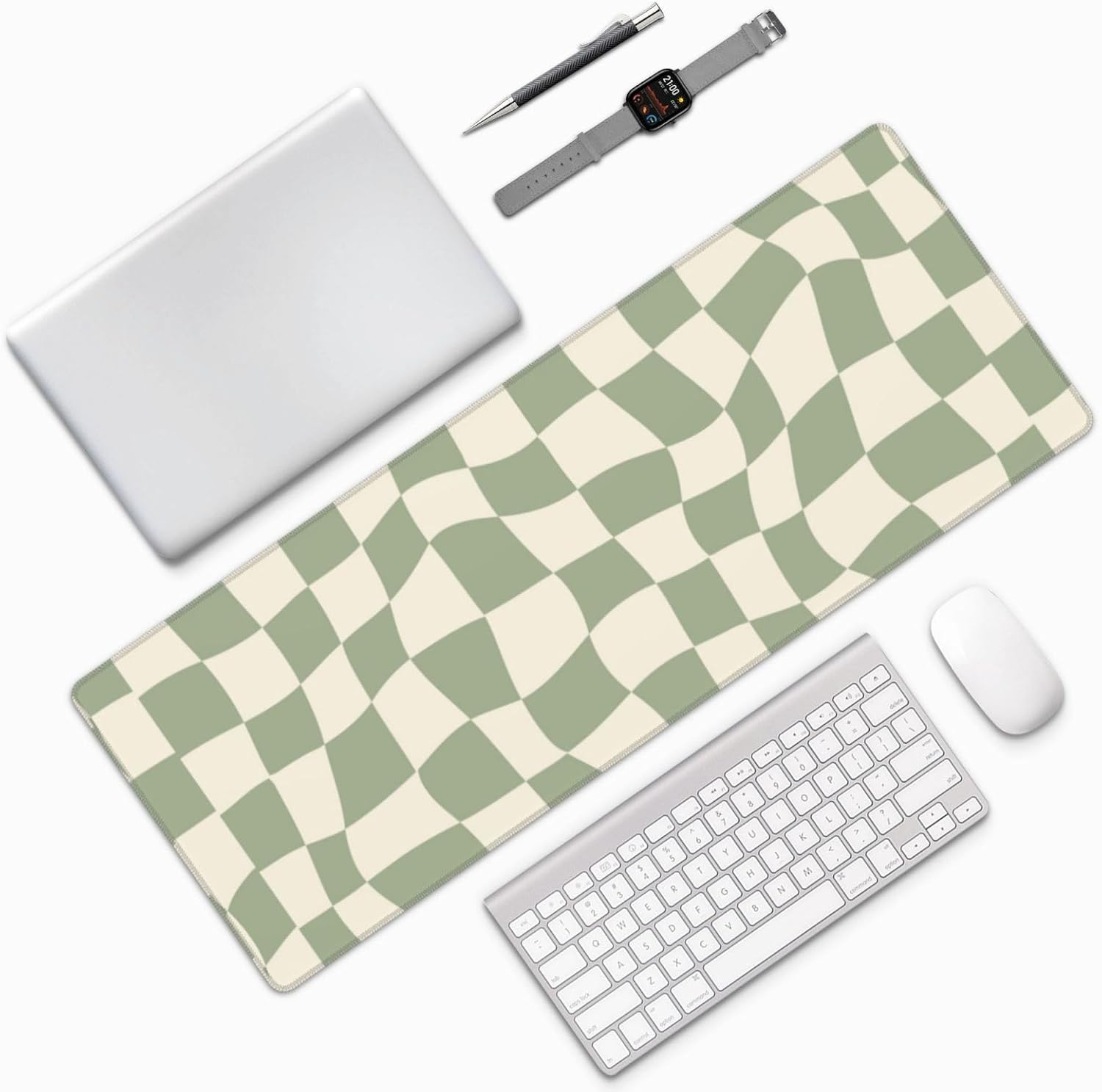 04 Sage Green Desk Mat,Checkered Mouse Pad,Sage Office Supplies,Sage Green Mouse Pad,Xl Mouse Pad 11.8 * 31.5 Inches - 02 Goblincore Mushroom image number 5