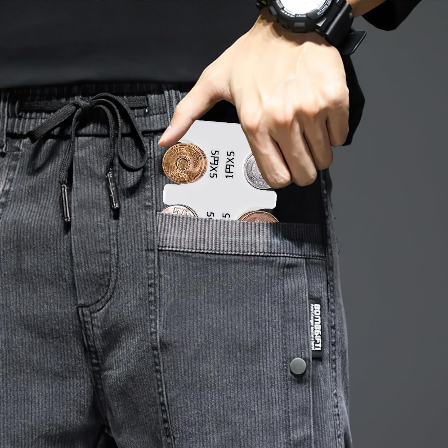 Japanese Yen Coin Holder Hard Case Organizer and Storage for Coins Rectangle JPY Coin Organiser and Dispenser, Plastic Coin Sorter Wallet, White, Storage image number 5