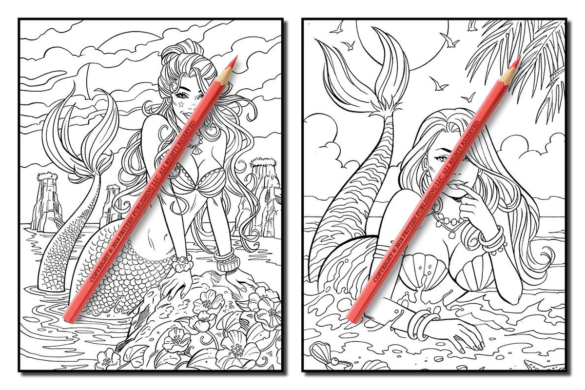 Mermaids: an Adult Coloring Book with Beautiful Fantasy Women, Underwater Ocean Realms, Fun Sea Animals and Relaxing Tropical Beaches image number 4