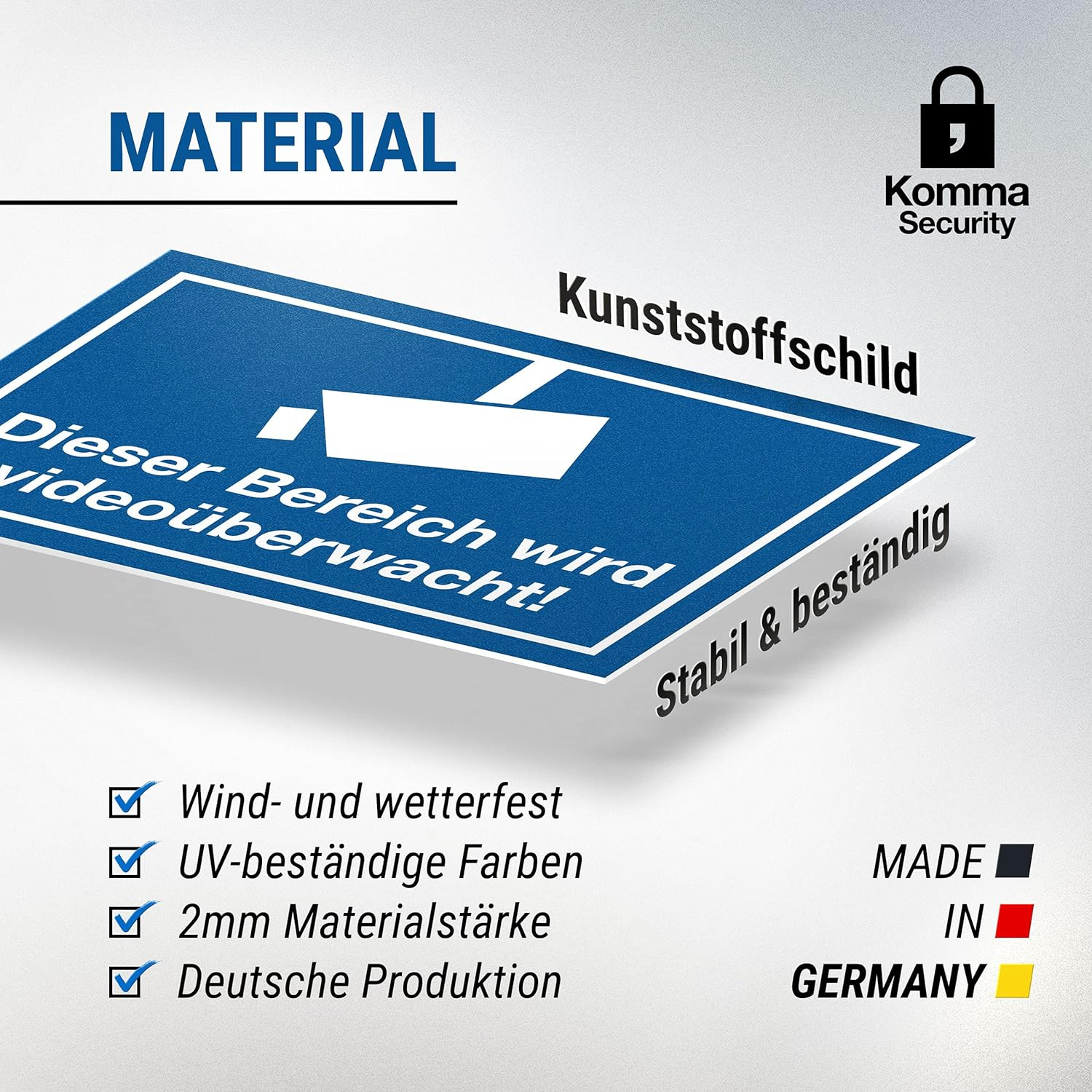 Komma Security Area Is Video Surveillance Plastic Sign Sign Indoor Outdoor Warning Video Surveillance Burglary Protection Notice Prevention of Burglary - Deterrent image number 6