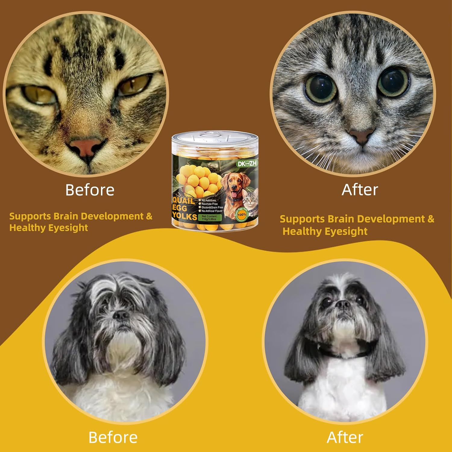 Freeze Dried Cat Snacks Dog Treats Healthy Quail Egg Yolk for Cats Dogs Training，Pet Snacks Increase Nutrition for Dogs Puppy Cats image number 1