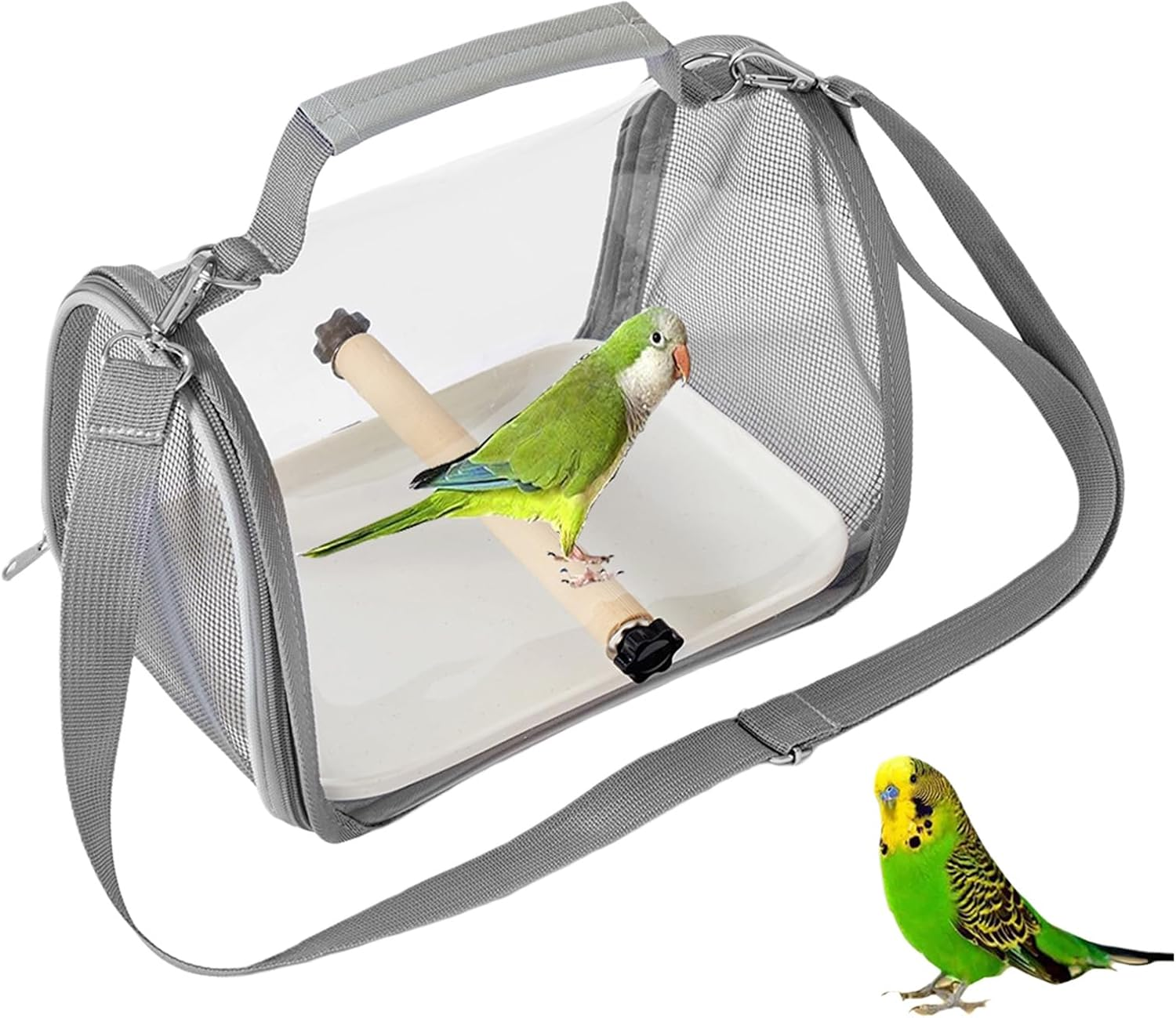 Bird Transport Box with Wooden Rod and Tray, Bird Carrier for Budgies/Parakeets/Small Animals, Portable Bird Carrier 19 X 26 X 19 Cm image number 4