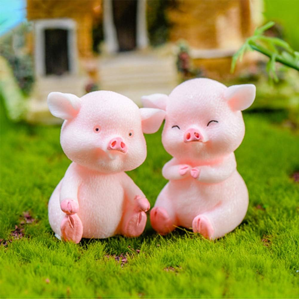 MAOMIA Miniature Pig Figurines,8 Pcs Cute Pink Piggy Toy Figures Toy Cake Toppers Decoration for Fairy Garden Car Party DIY Craft Project Decor image number 2