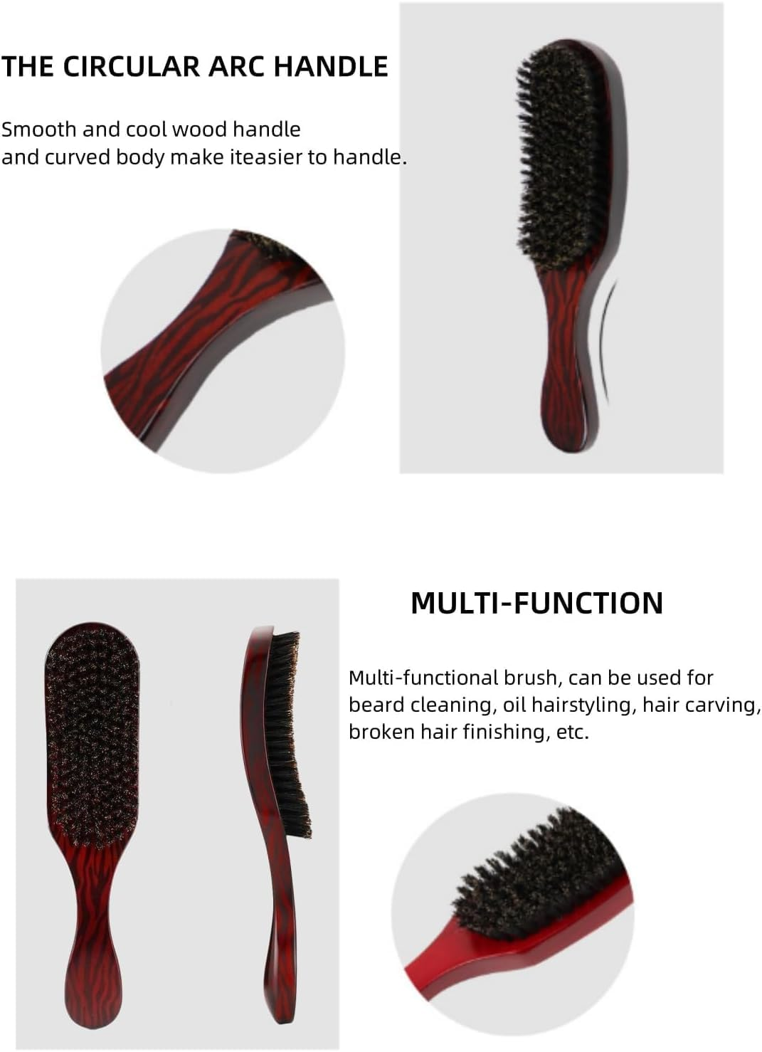 Bristle Hair Brush for Women Men, Soft Natural Bristles Brush for Thin and Fine Hair, Restore Shine and Texture image number 6