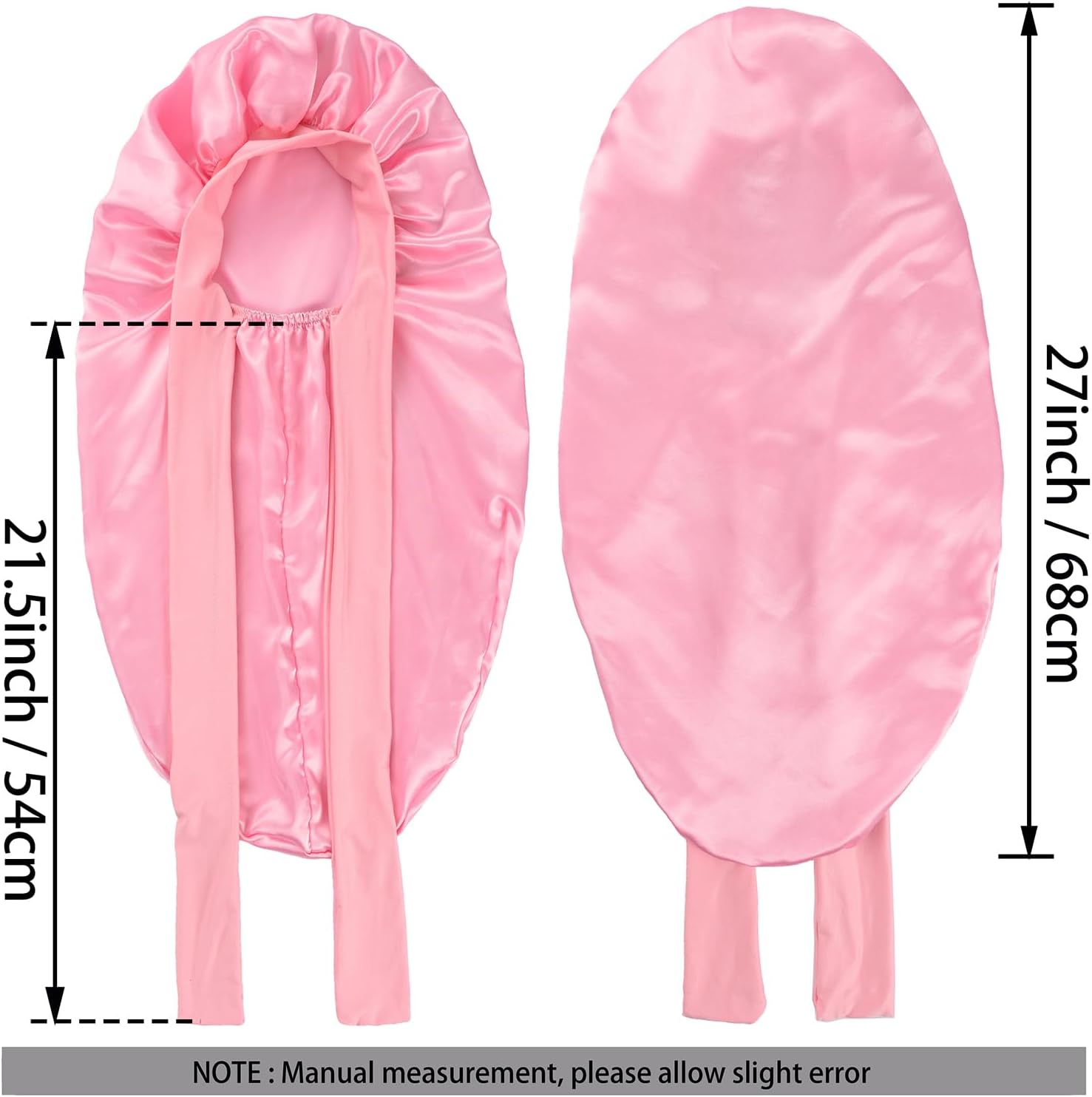 2 Pcs Silk Bonnet for Sleeping, Braid Bonnet Satin Bonnet with Tie Band Sleep Cap for Women Men Long Curly Hair Braids Black image number 4