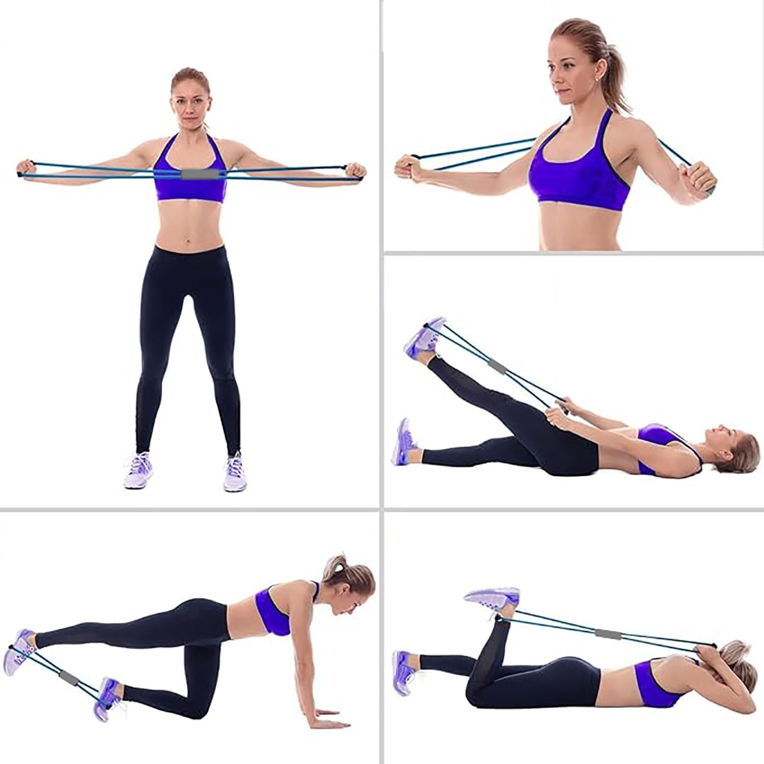 Yqkangzhu 3Pcs Figure 8 Resistance Bands, 8 Shaped Yoga Resistance Band, Stretch Fitness Band, Elastic Exercise Bands for Chest Arm Back Shoulder, Expander Equipment for Home Gym Workout, Pilates