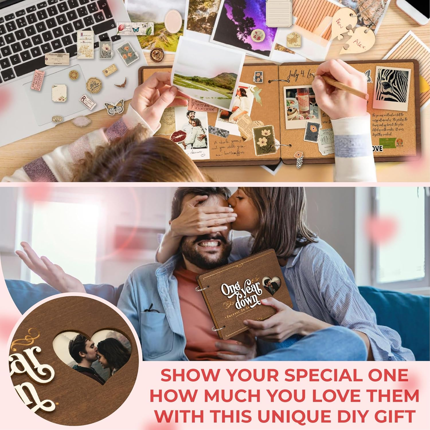 Stofinity 1 Year Anniversary Boyfriend Gifts - One Year Dating Gifts for Her Girlfriend, 1 Year Anniversary Scrapbook, 1St Wedding Gift image number 1