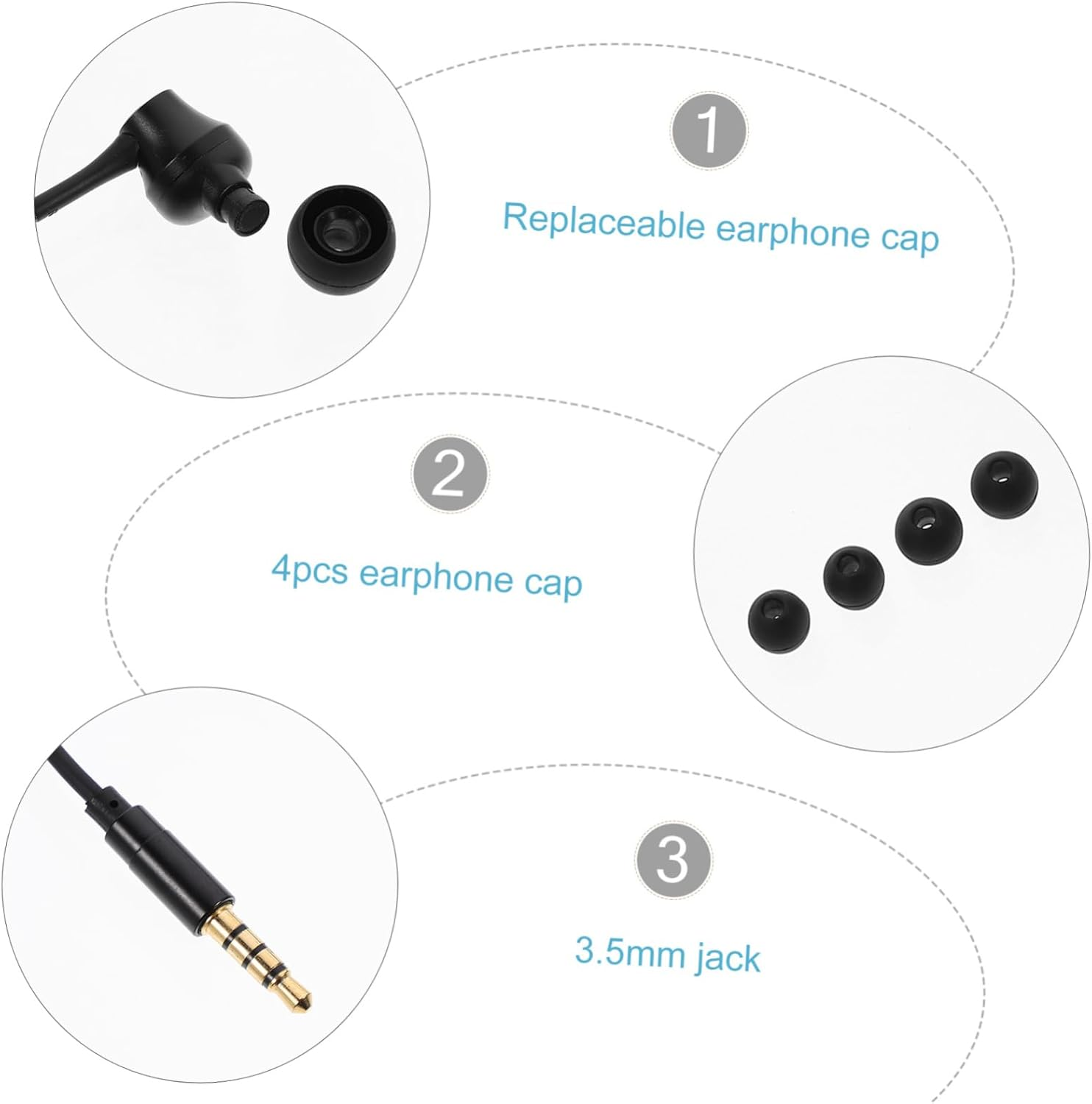 CLISPEED -Ear Earphones with 3.5Mm Plug and Volume Control, Wired Ergonomic Earbuds for Phones, Tablets, Laptops, Compatible with Desktop Computers, Random Color, Suitable for Daily Audio Use image number 4