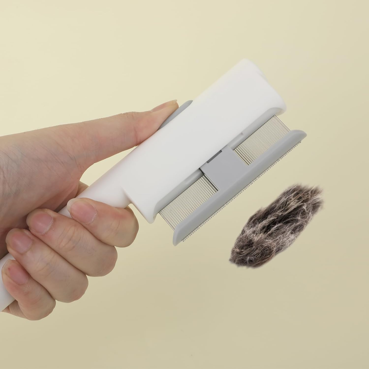 Pet Hair Remover Comb, Cat Brush with Release Button Self-Cleaning Pet Grooming Brush for Shedding Tangles & Removal Loose Hair for Dogs Cats (Side by Side Tooth) image number 4