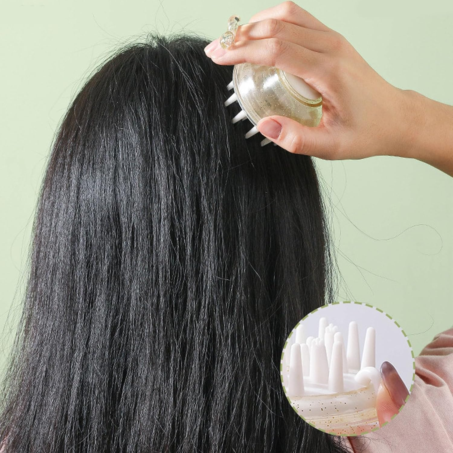 Hair Shampoo Brush Cute Whale Shape Liquid Storage Scalp Care Soft Rubber Massager Wet Dry Hair Scalp Scrubber Shower Hair Brush image number 1