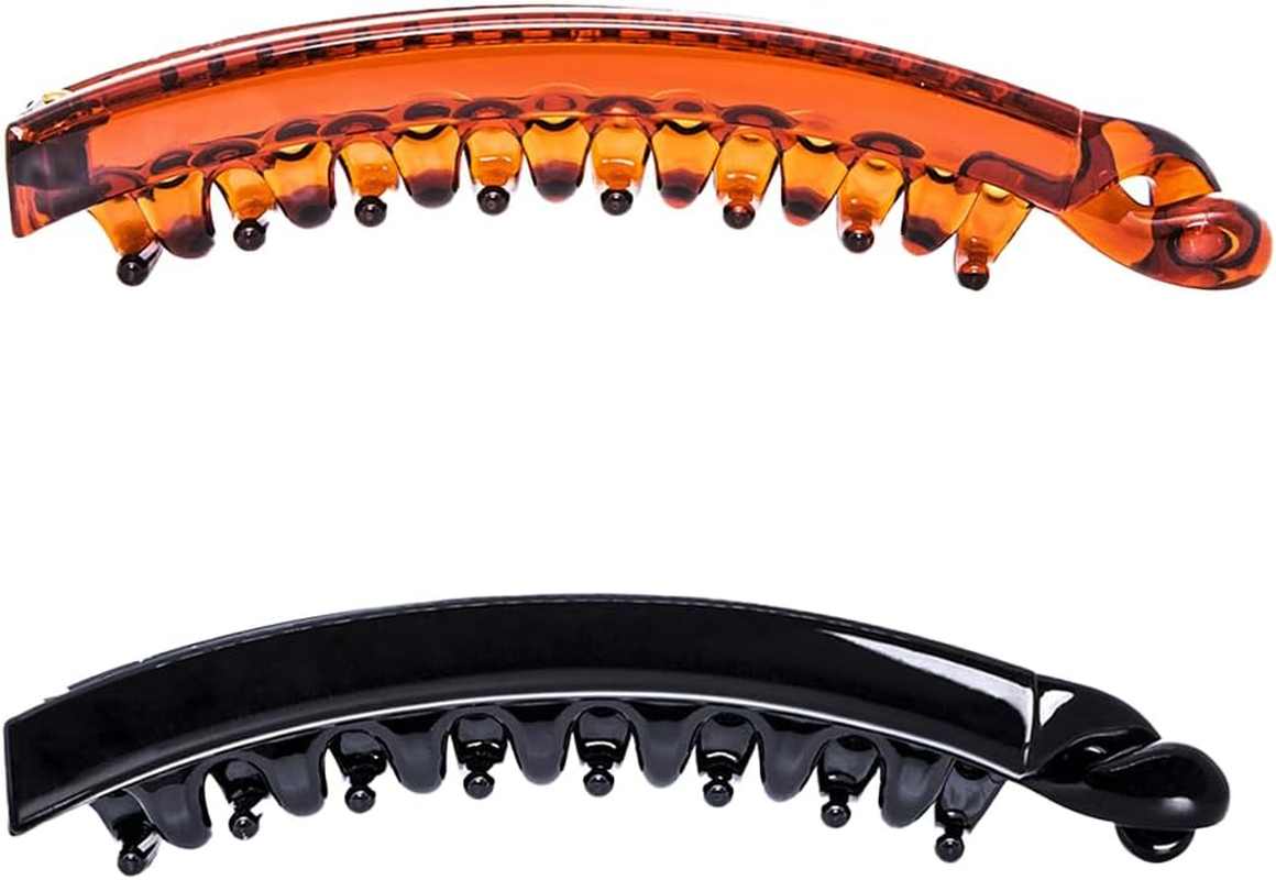 PLABBDPL Pack of 2 Ponytail Hair Clips, Large Banana Clips, Colourful Banana Hair Clip for Thick Hair, Non-Slip Ponytail Holder Clip for Women and Girls image number 4