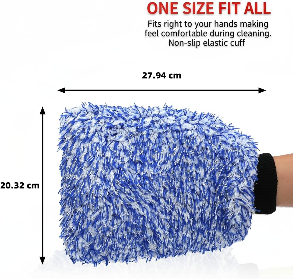 Car Wash Mitt 2 Pack, Premium Microfiber Car Wash Gloves, Scratch Free Wash Mitt for Cars, Super Absorbent, Machine Washable-Ruibex image number 1