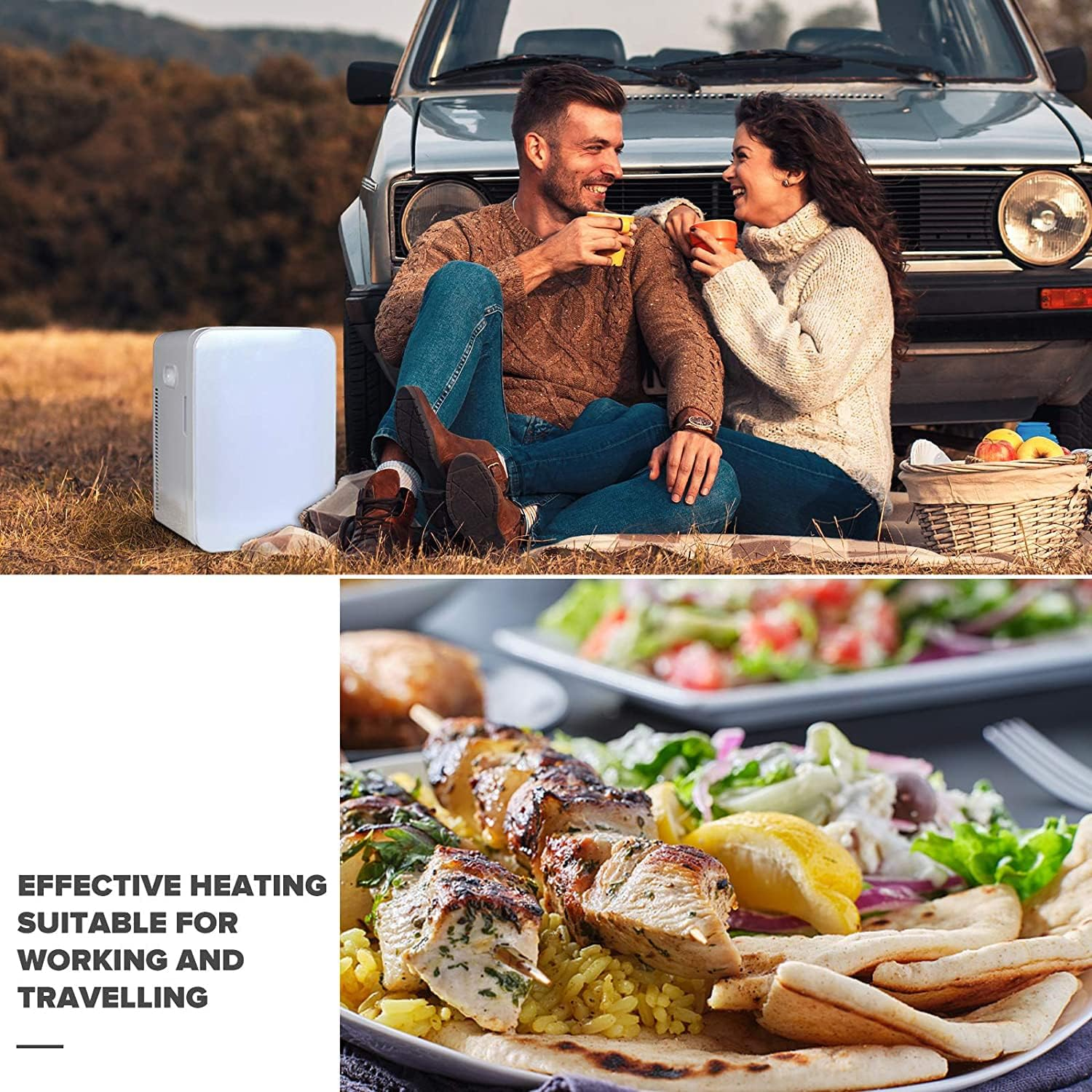 ADVWIN Mini Fridge for Bedroom - Portable 13L/12 Can Electric Plug in Cooler & Warmer for Food, Drinks, Beauty & Makeup, White image number 6