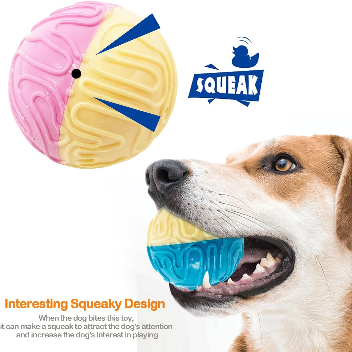 BPS BPS-7430 BPS-7430 Dog Toy Rubber Ball Squeaky Toy Indestructible High Stretch Medium Large Random Color (M Model 2) image number 3