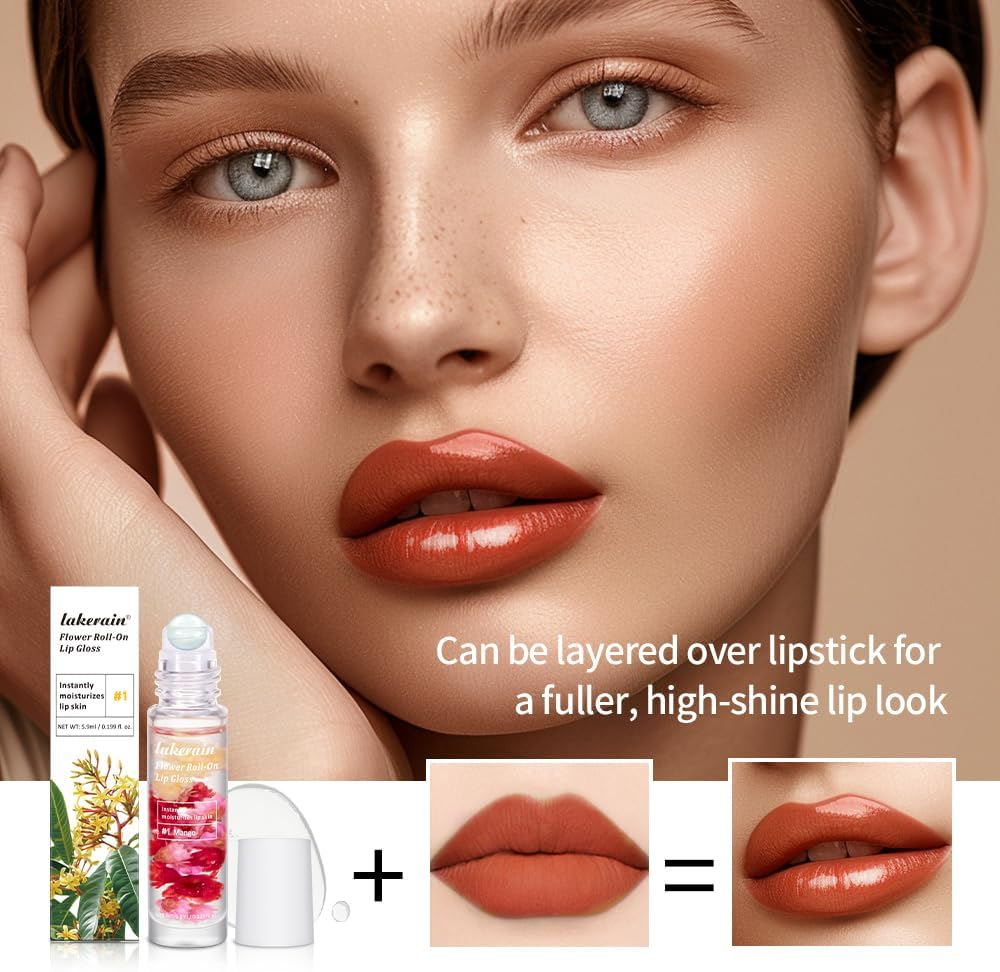 Flower Roll-On Lip Gloss, Watermelon Flavour, 5.9Ml image number 4