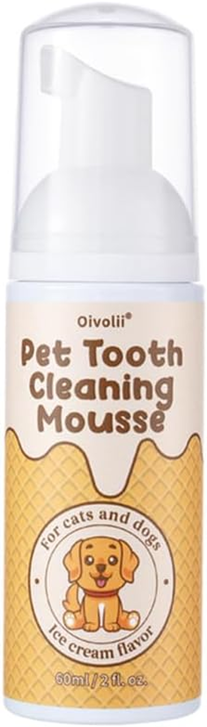 Pet Dental Cleaning Mousse, Ice Cream Flavor, 60Ml, with Natural Ingredients for Dogs and Cats, Fresh Breath Formula image number 3