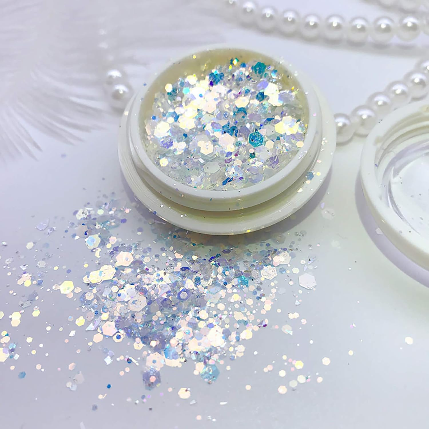 3 Boxes Nail Art Sequins Jewelry Coarse and Fine Glitter Mix Colorful Nail Stickers image number 2