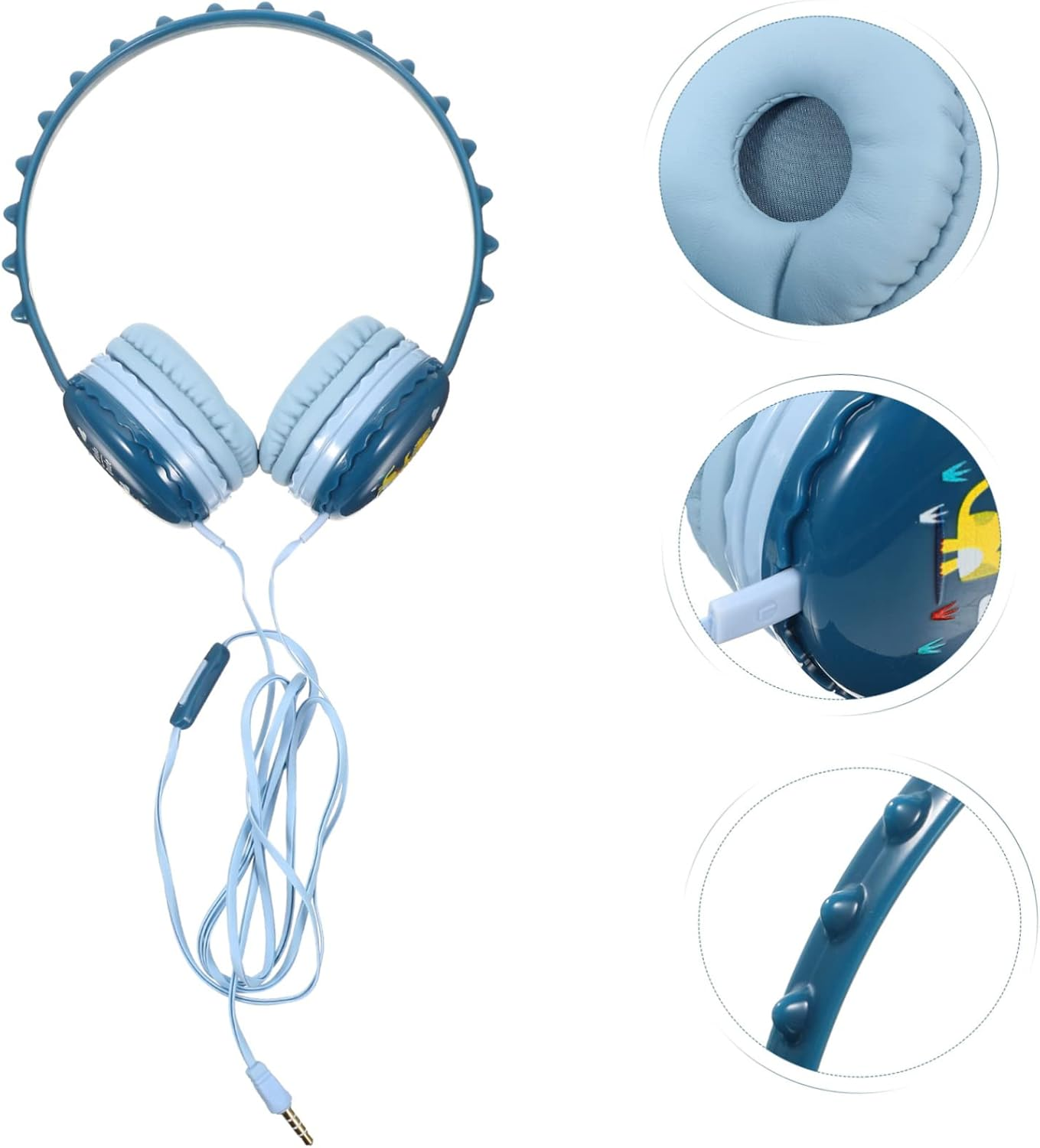 KOMBIUDA Dinosaur Shape over Ear Headphones for Wired Gaming Headset with Jack Comfortable Cartoon Earphones Compatible with Tablet Laptop Phone image number 1