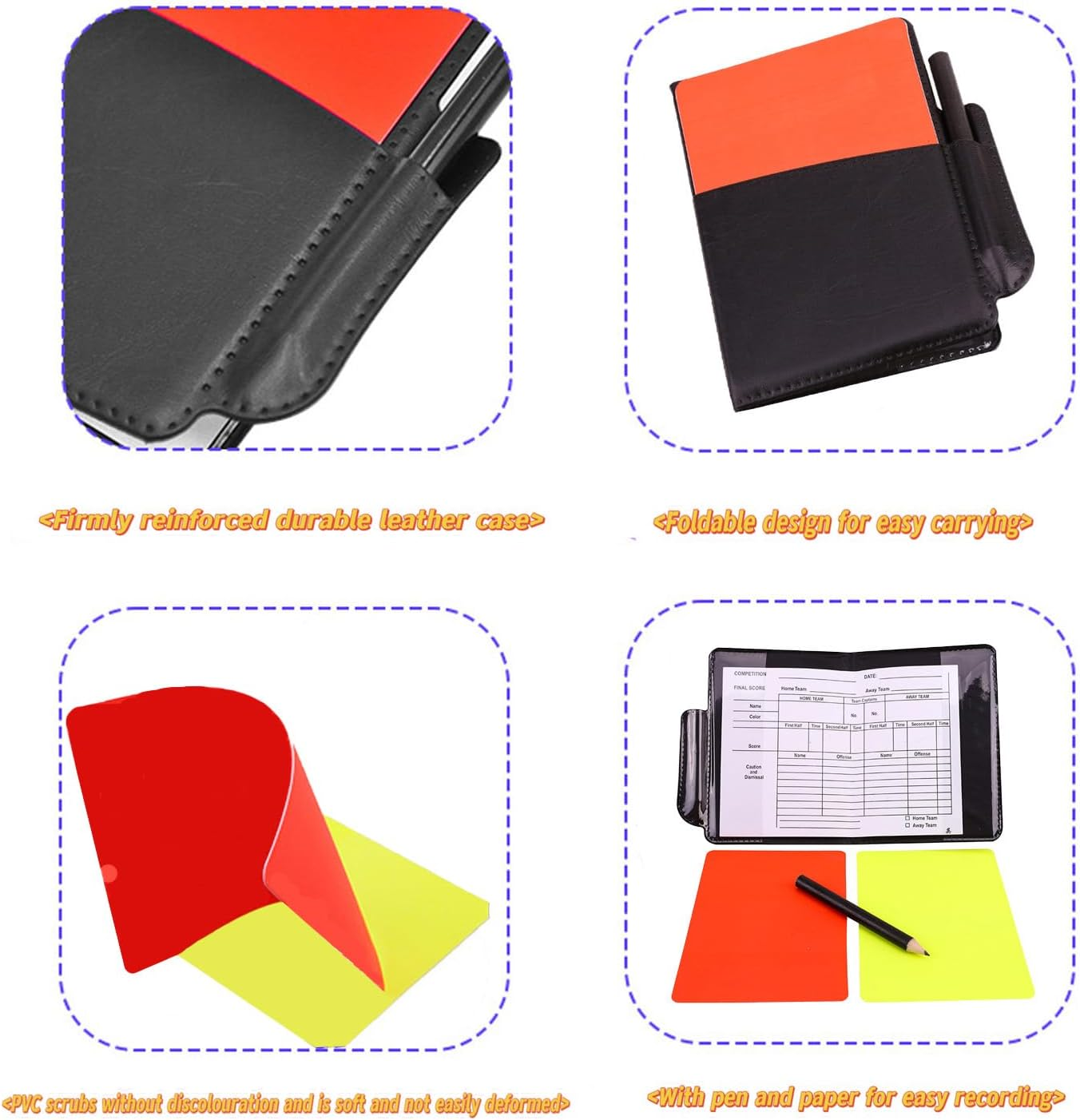 Football Referee Card Set, Soccer Match Football Match Referee Essentials, 4 Piece Soccer Red and Yellow Card Coach Whistle with Wallet Scoreboard Pencil, Soccer Match Referee Penalty Cards image number 3