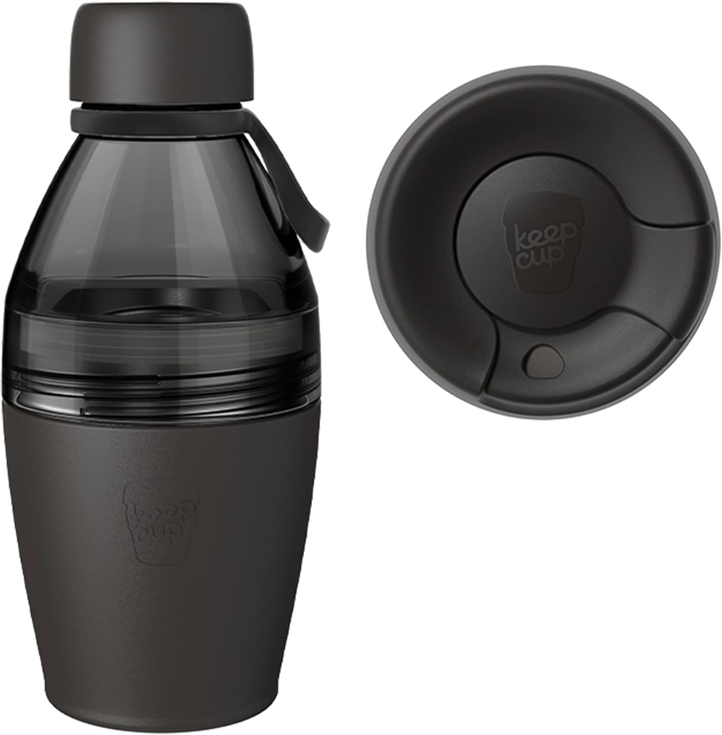 Keepcup Cup-To-Bottle Kit, 2 in 1 Reusable Water Bottle and Travel Mug, Insulated Stainless Steel Dual Opening with Leakproof Sipper Lid - 420Ml Bottle to 8Oz Cup - Nitro Gloss