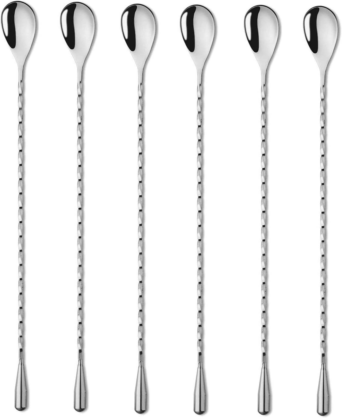 6 Pcs 12 Inch Bar Mixing Spoon Cocktail Spoon Stainless Steel Bar Long Spoon with Spiral Pattern image number 1